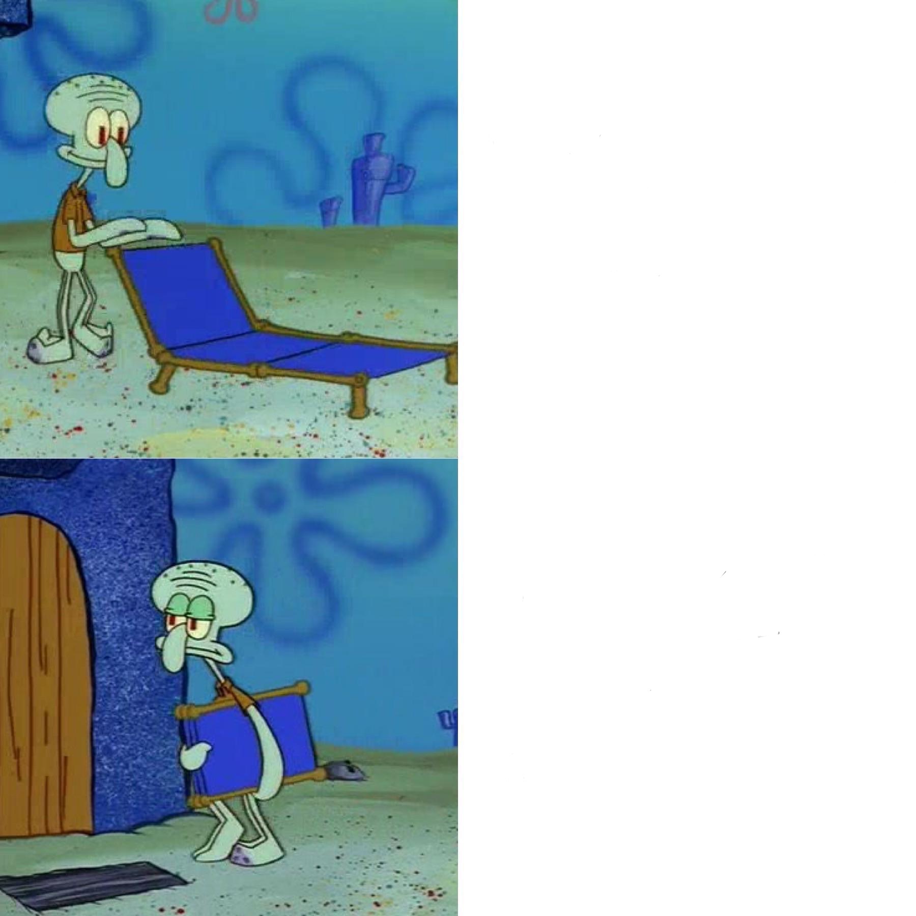 Squidward leaving Blank Meme Template
