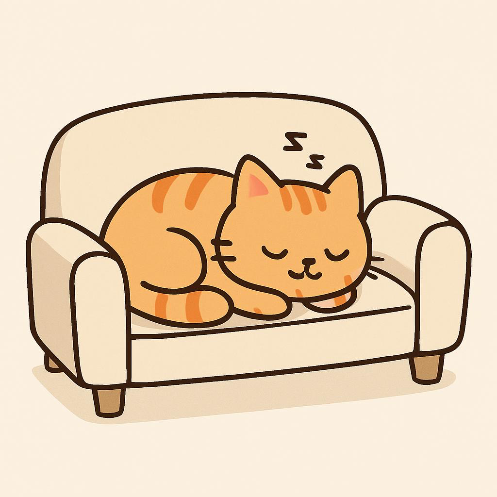 Cute sleeping cat on a couch Blank Meme Template