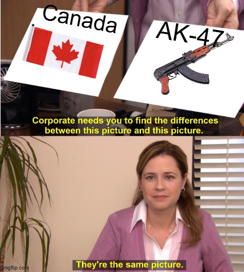 They're The Same Picture Meme | Canada; AK-47 | image tagged in memes,they're the same picture | made w/ Imgflip meme maker