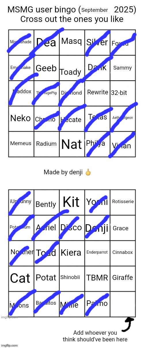 MSMG user bingo (September 2025) cross the one you like | image tagged in msmg user bingo september 2025 cross the one you like | made w/ Imgflip meme maker