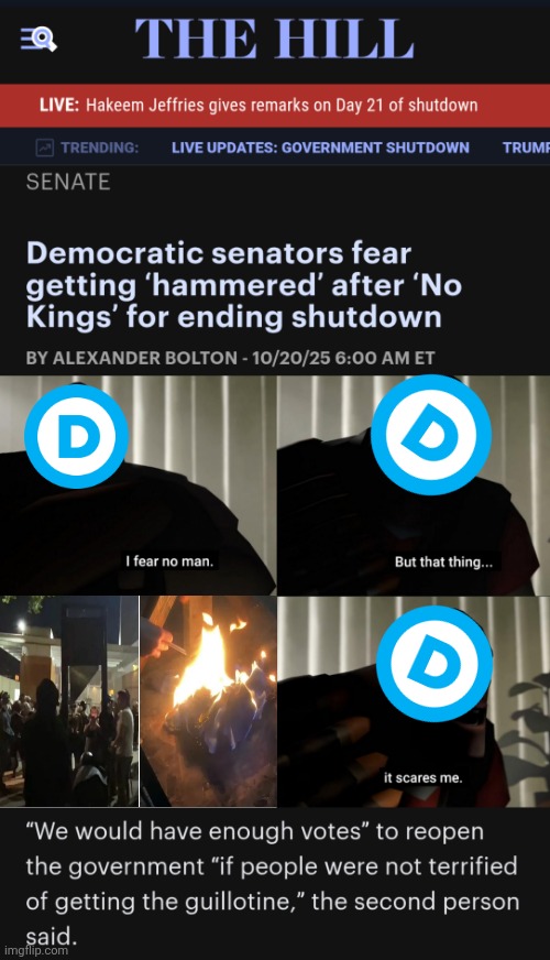 no one to blame but their own base | image tagged in i fear no man but that thing it scares me | made w/ Imgflip meme maker