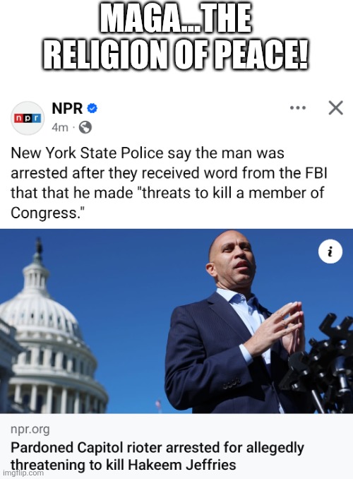 Religion of peace | MAGA...THE RELIGION OF PEACE! | image tagged in donald trump,trump,maga,nevertrump,conservative,republican | made w/ Imgflip meme maker