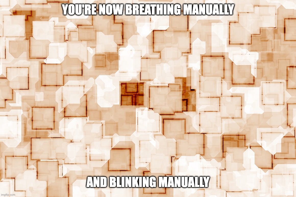 YOU'RE NOW BREATHING MANUALLY; AND BLINKING MANUALLY | made w/ Imgflip meme maker