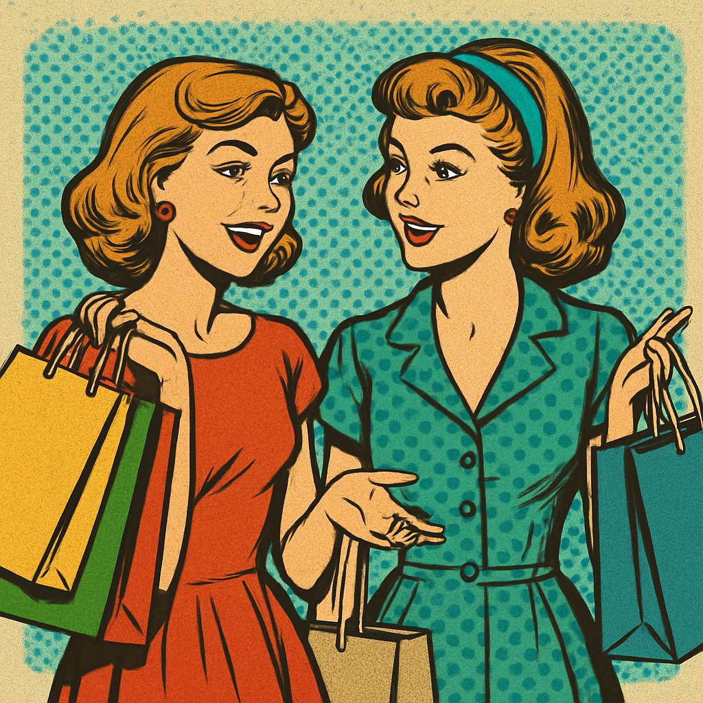 two girls shopping Blank Meme Template