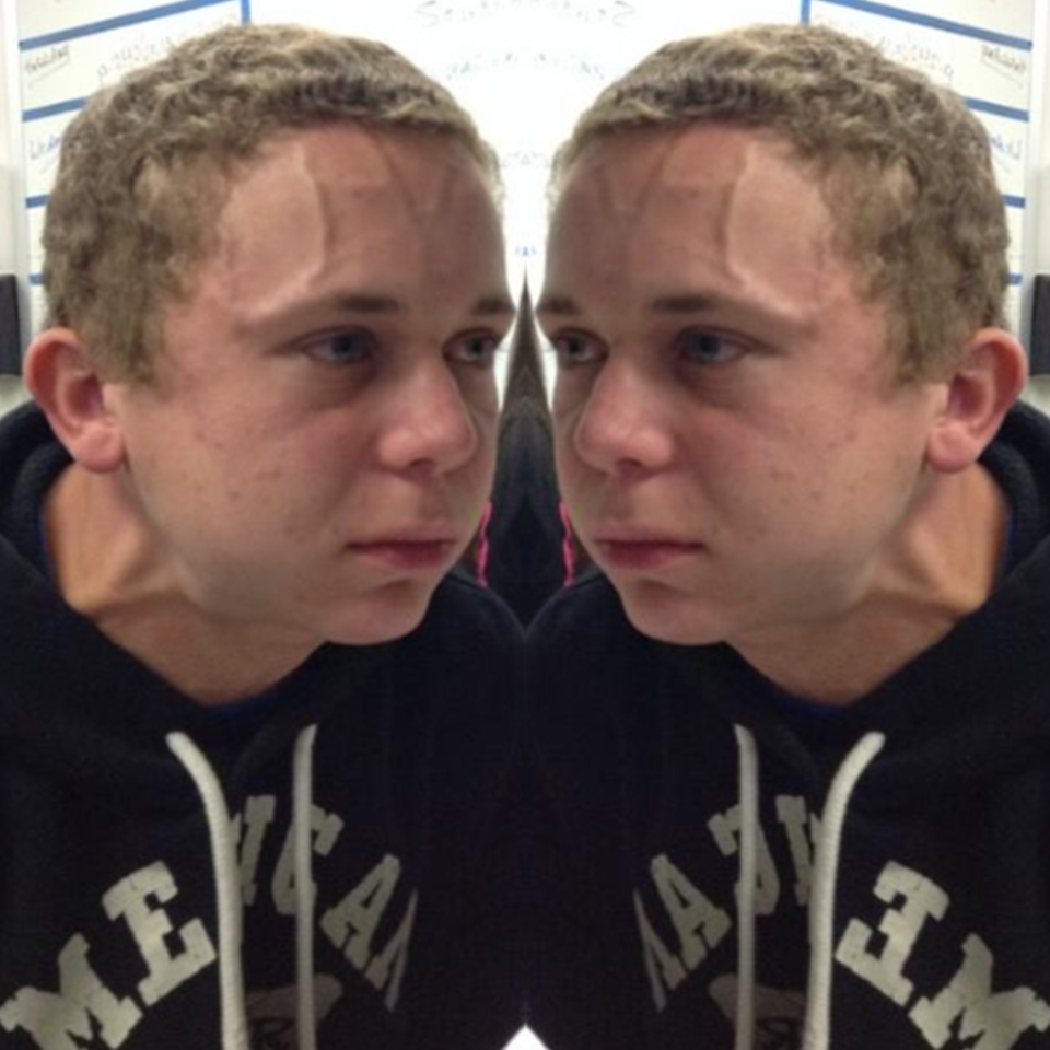 two boys staring intensely at each other Blank Meme Template