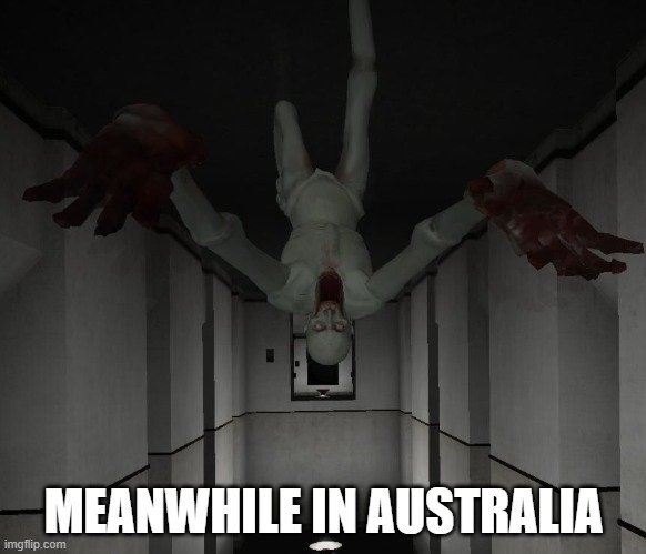 SCP 096 | MEANWHILE IN AUSTRALIA | image tagged in scp 096 | made w/ Imgflip meme maker