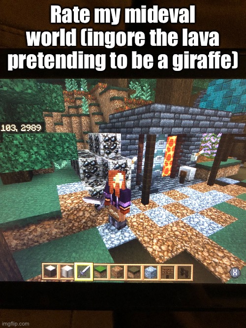 Rate my mideval world (ingore the lava pretending to be a giraffe) | made w/ Imgflip meme maker