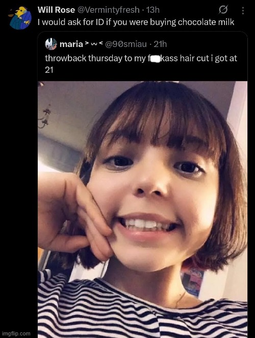 image tagged in haircut,child,id,chocolate milk | made w/ Imgflip meme maker