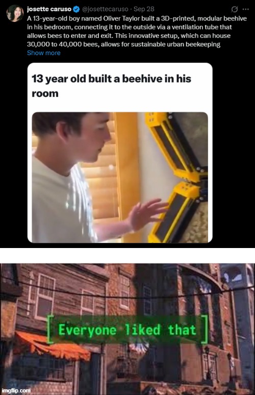 image tagged in boy,beehive,bees,everyone liked that | made w/ Imgflip meme maker