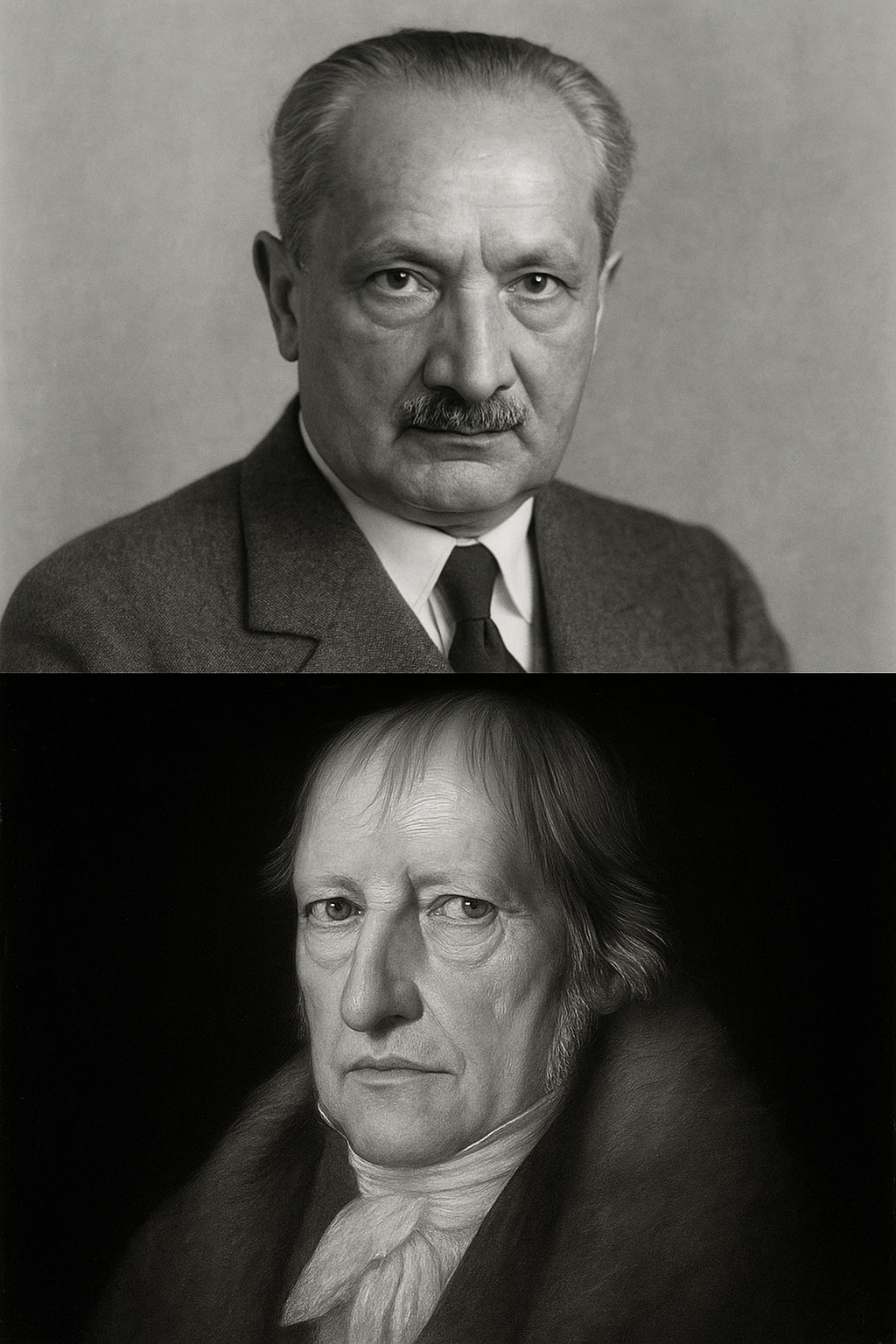 Heidegger explains to Hegel Blank Meme Template