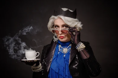 Old lady tea time Blank Meme Template