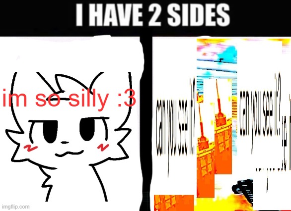 by the nine im tweaking | im so silly :3 | image tagged in i have 2 sides | made w/ Imgflip meme maker
