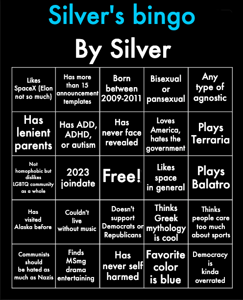 Silver's bingo Blank Meme Template