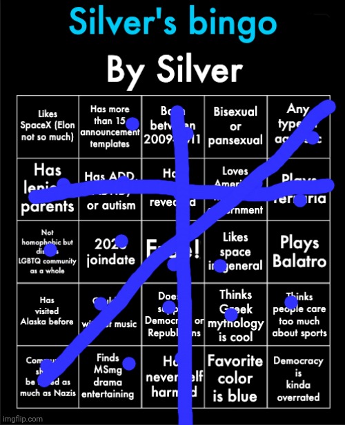 Silver's bingo | image tagged in silver's bingo | made w/ Imgflip meme maker