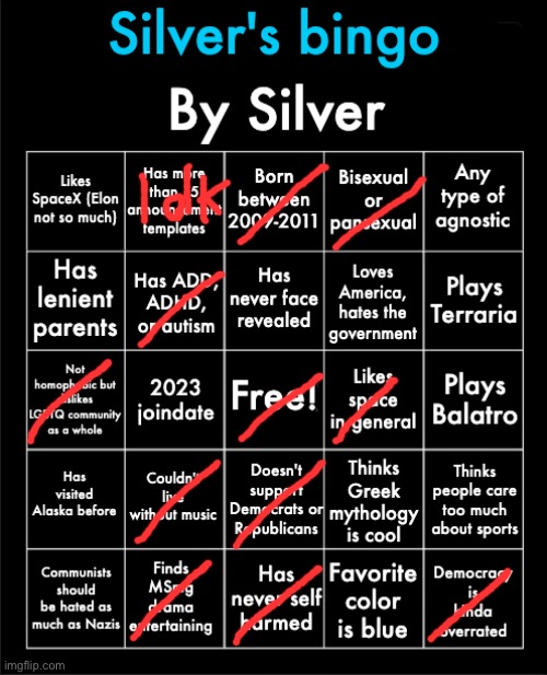 Silver's bingo | image tagged in silver's bingo | made w/ Imgflip meme maker