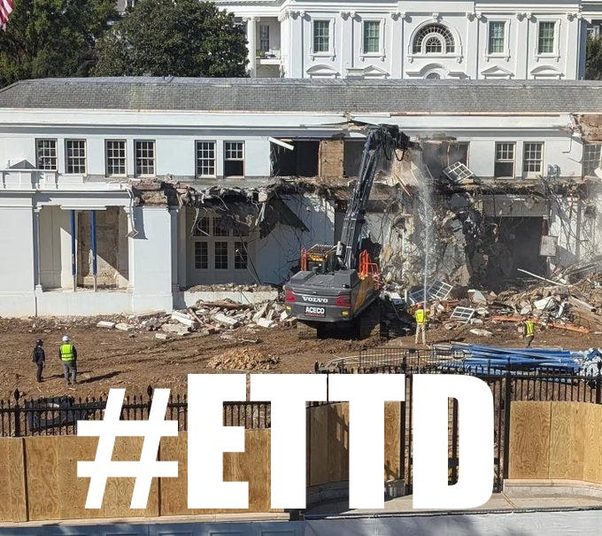 Everything Trump Touches Dies. White House East Wing destruction Blank Meme Template