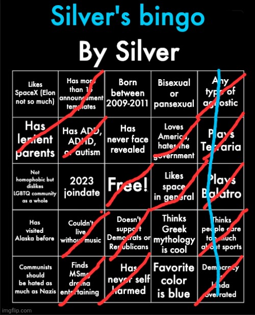 Silver's bingo | image tagged in silver's bingo | made w/ Imgflip meme maker