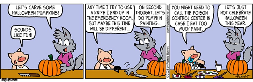Suburban Fairy Tales | image tagged in comics,suburban fairy tales,wolf pig,halloween,pumpkin | made w/ Imgflip meme maker
