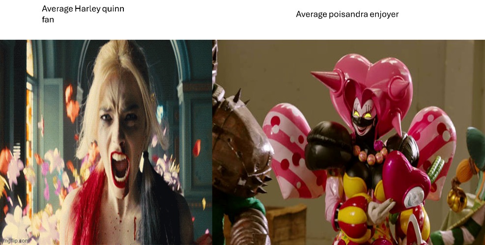 average harley quinn vs average poisandra enjoyer | image tagged in average fan vs average enjoyer | made w/ Imgflip meme maker