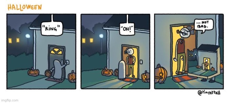 Trick or treat diorama… | image tagged in comics,halloween,trick or treat,costume,diorama,clever | made w/ Imgflip meme maker