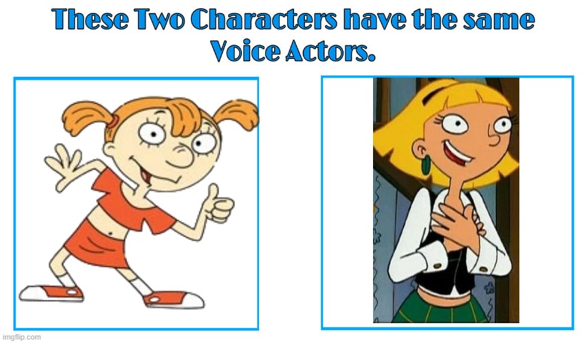 Nika Futterman 2 | image tagged in same voice actor,nika futterman,mike lu and og,hey arnold,nickelodeon,cartoon network | made w/ Imgflip meme maker
