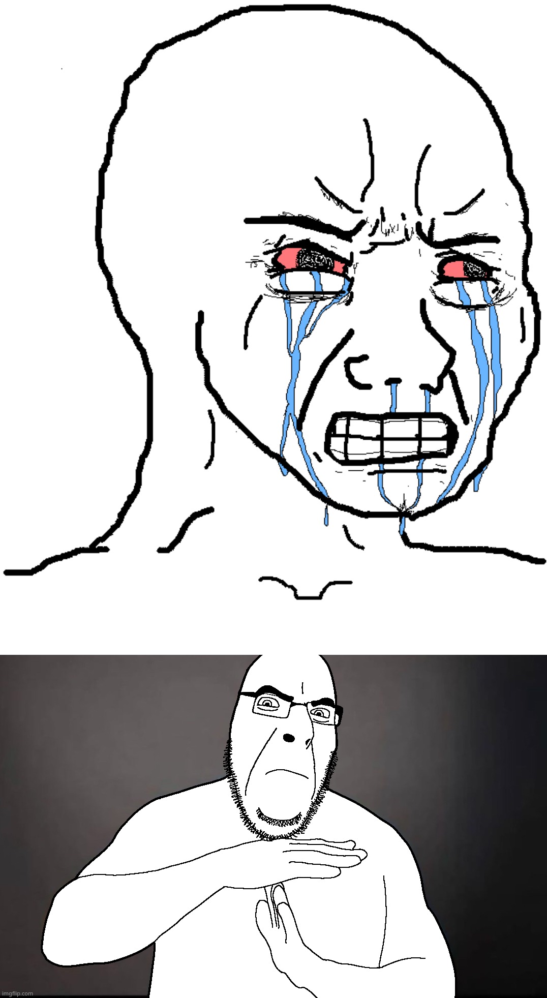 image tagged in cry wojak,cobson timeout | made w/ Imgflip meme maker