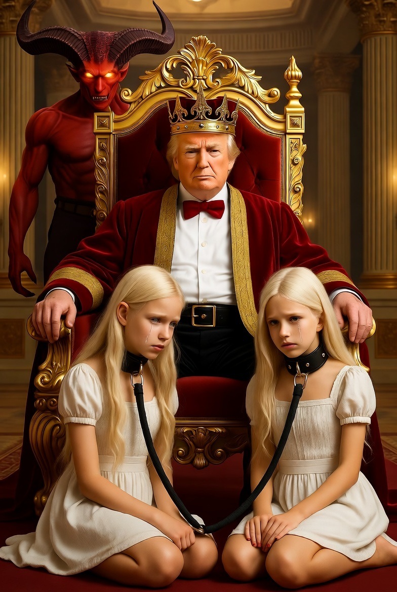 King Donald Trump golden girl slaves demon Satan Blank Meme Template