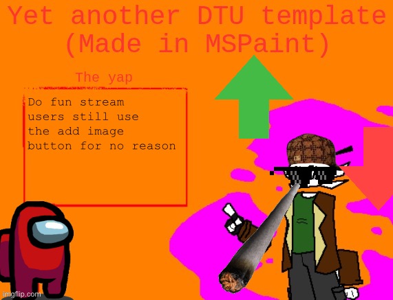 Add image button | Do fun stream users still use the add image button for no reason | image tagged in yet another dtu template made in mspaint | made w/ Imgflip meme maker