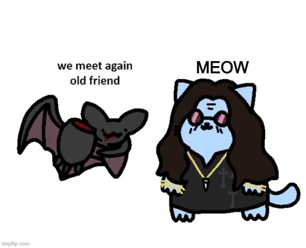 meow meow | MEOW | image tagged in meow,rock and roll | made w/ Imgflip meme maker