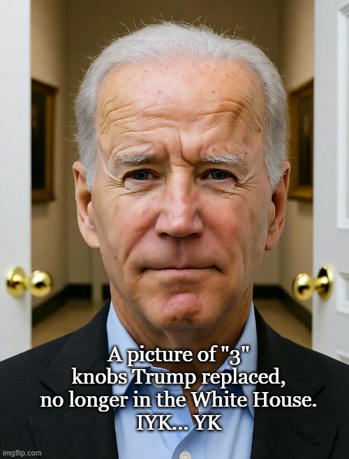 One of these things is... JUST LIKE the others. | A picture of "3" knobs Trump replaced, no longer in the White House.
IYK... YK | image tagged in donald trump,joe biden,conservatives,political meme | made w/ Imgflip meme maker