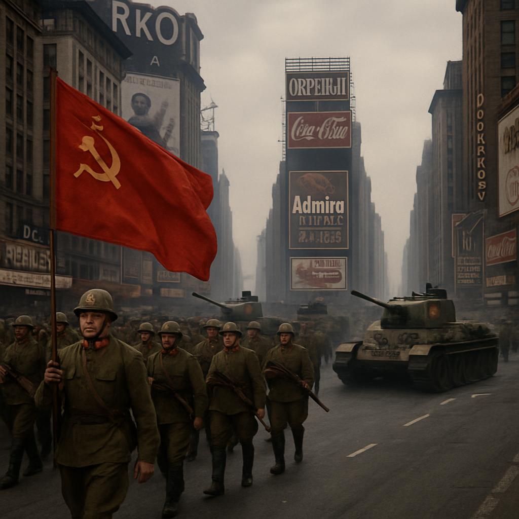 Communist army entering New York City Blank Meme Template
