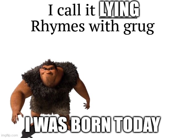 I call it _____ | LYING; I WAS BORN TODAY | image tagged in i call it _____ | made w/ Imgflip meme maker