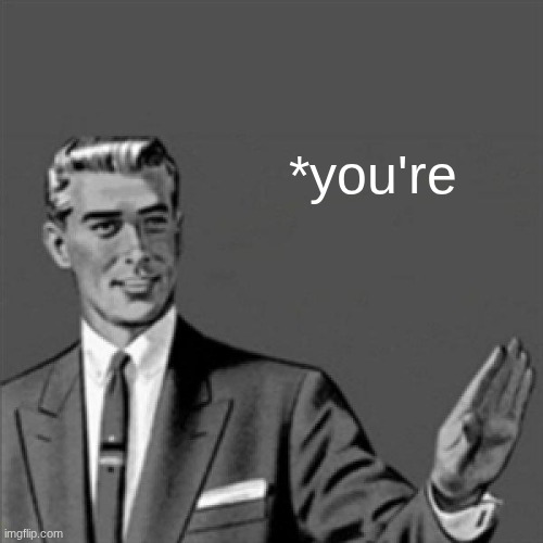 Correction guy | *you're | image tagged in correction guy | made w/ Imgflip meme maker
