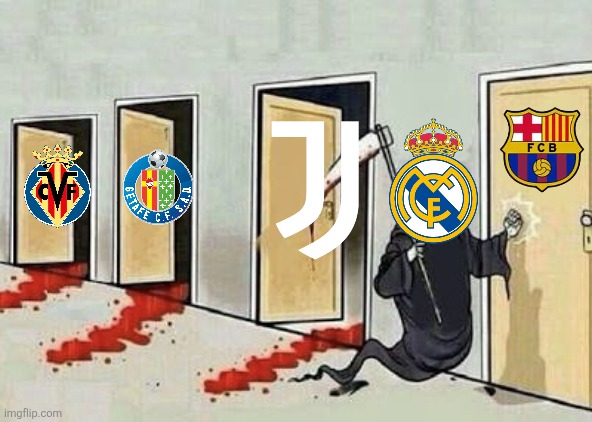 Real Madrid - Juventus 1-0. COMING UP NEXT: IT'S EL CLASICO, LIVE ON DAZN SPAIN!!!!!!!!!!!!!! | image tagged in grim reaper 4 doors,real madrid,barcelona,juventus,champions league,laliga | made w/ Imgflip meme maker