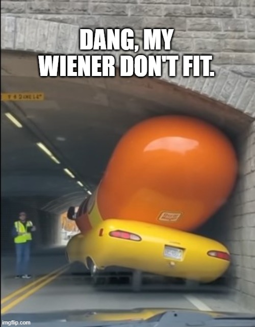 Well, these things happen | DANG, MY WIENER DON'T FIT. | image tagged in wiener,hot dog,funny memes | made w/ Imgflip meme maker