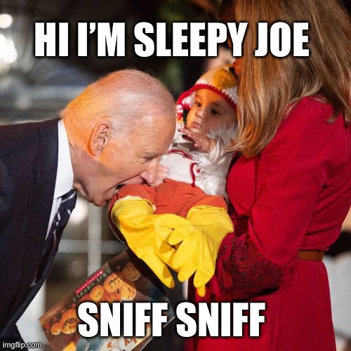 HI I’M SLEEPY JOE; SNIFF SNIFF | image tagged in fjb,eww,lets go brandon | made w/ Imgflip meme maker
