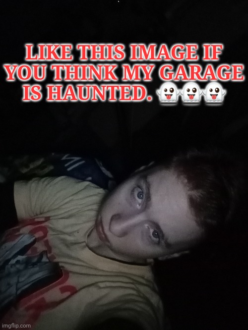 No Explanation Needed | LIKE THIS IMAGE IF
YOU THINK MY GARAGE
IS HAUNTED. 👻👻👻 | image tagged in is it haunted,like if you agree,just hanging out in my garage,just because,face reveal | made w/ Imgflip meme maker