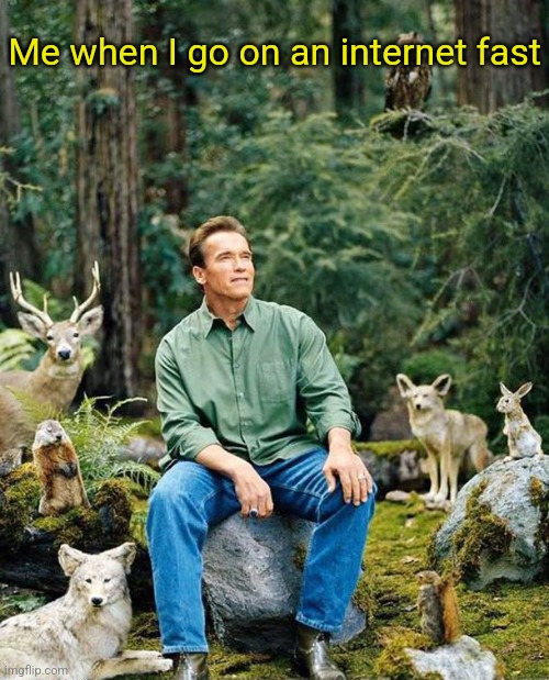 Arnold nature | Me when I go on an internet fast | image tagged in arnold nature | made w/ Imgflip meme maker