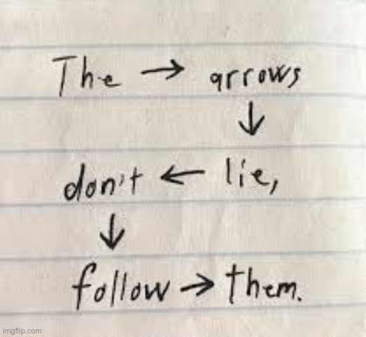 The arrows lie don't follow them | image tagged in the arrows lie don't follow them | made w/ Imgflip meme maker