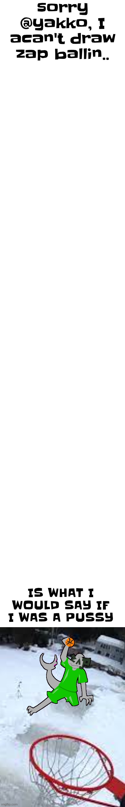 sorry @yakko, I acan't draw zap ballin.. IS WHAT I WOULD SAY IF I WAS A PUSSY | made w/ Imgflip meme maker