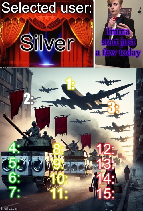 Tank him somewhere | Imma start just a few today; Silver | image tagged in blind voting by virian | made w/ Imgflip meme maker