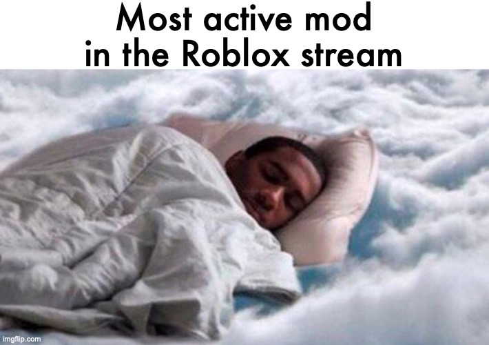 Imgflip slandering part faqrt | Most active mod in the Roblox stream | image tagged in deep sleeping in the cloud | made w/ Imgflip meme maker