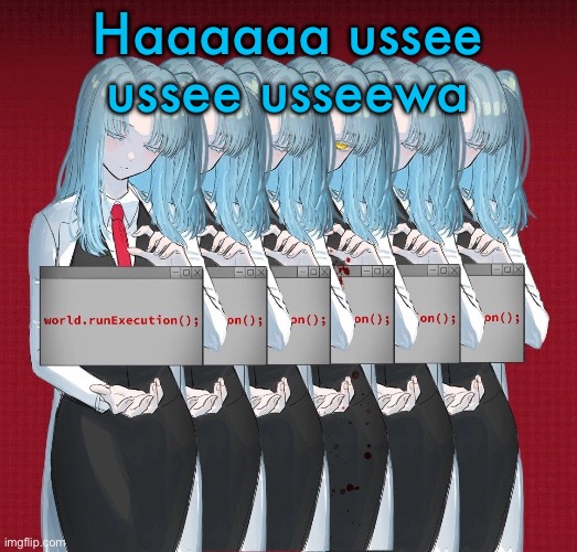 Angela LC | Haaaaaa ussee ussee Usseewa | image tagged in angela lc | made w/ Imgflip meme maker