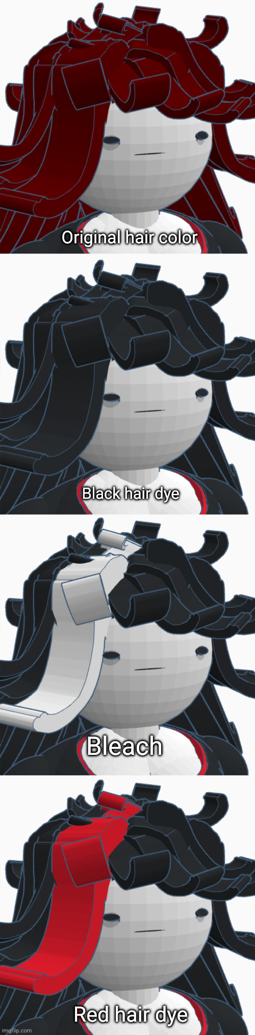 Original hair color; Black hair dye; Bleach; Red hair dye | made w/ Imgflip meme maker