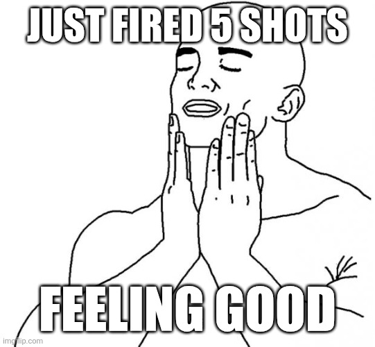 Just went to a military base to shoot guns | JUST FIRED 5 SHOTS; FEELING GOOD | image tagged in feels good man | made w/ Imgflip meme maker