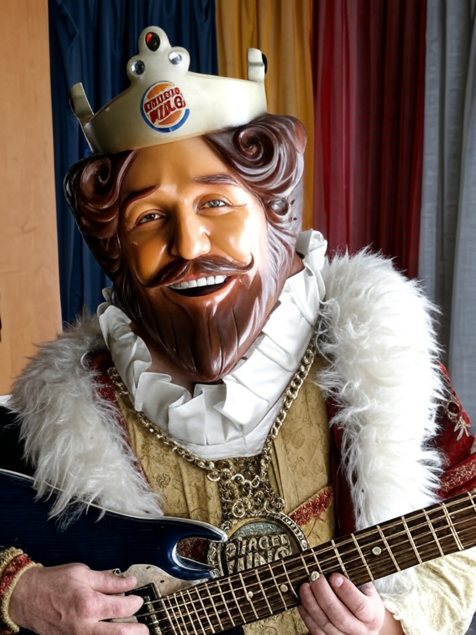 Burger King mascot on guitar Blank Meme Template