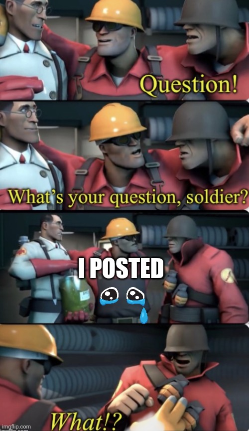 What’s your question, soldier? | I POSTED | image tagged in what s your question soldier | made w/ Imgflip meme maker