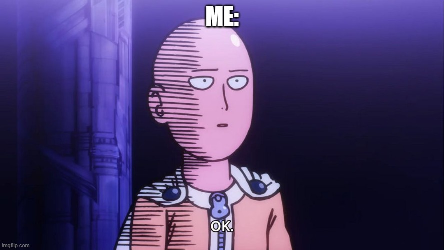 Saitama "OK"  | ME: | image tagged in saitama ok | made w/ Imgflip meme maker