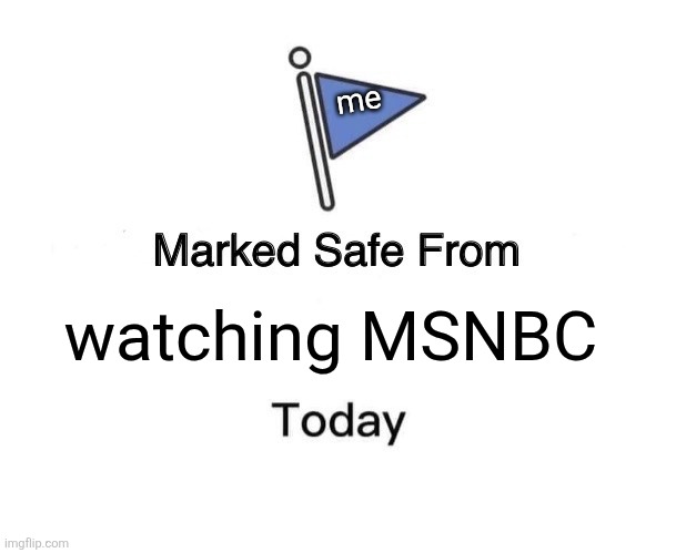 Marked Safe From Meme | watching MSNBC me | image tagged in memes,marked safe from | made w/ Imgflip meme maker