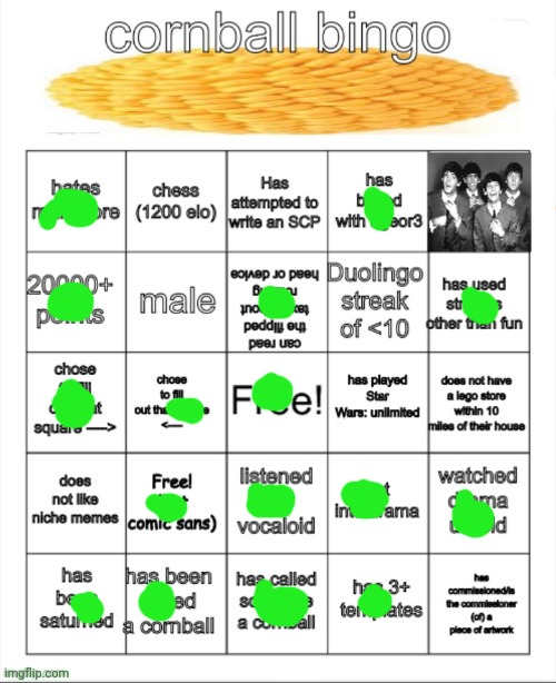 cornball bingo | image tagged in cornball bingo | made w/ Imgflip meme maker